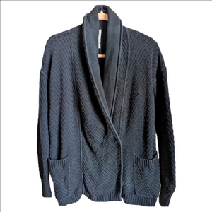 LULULEMON Black Post Practice Cotton Yoga Athleisure Knit Cardigan Size 8